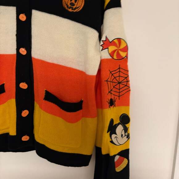 Her Universe Disney Halloween Mickey Mouse Stripe Girls Hooded Cardigan - Picture 2 of 4